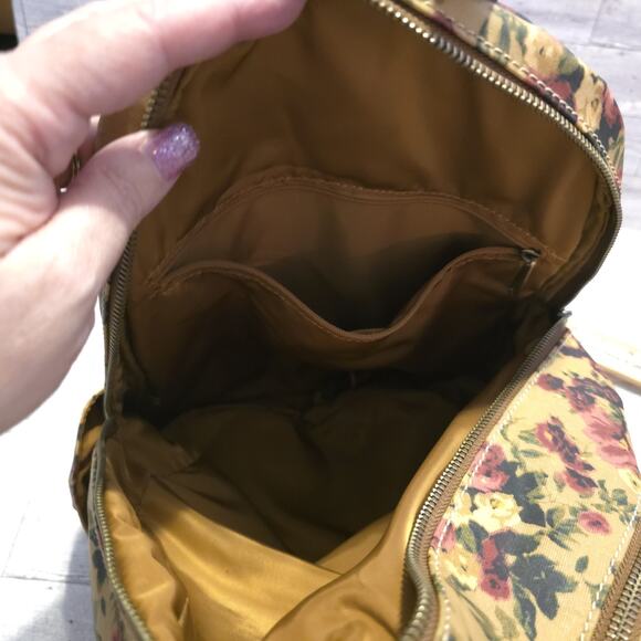 Patricia Nash Floral Canvas Backpack Vintage Rose Print Leather Trim Bag - Picture 13 of 14